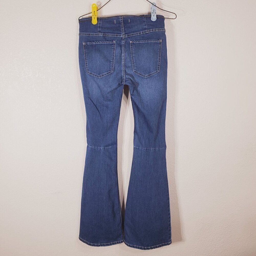 Free People Womens Flare Jeans W27 Blue Denim Bell Bottom 61855-16515125 Boho - Picture 2 of 11
